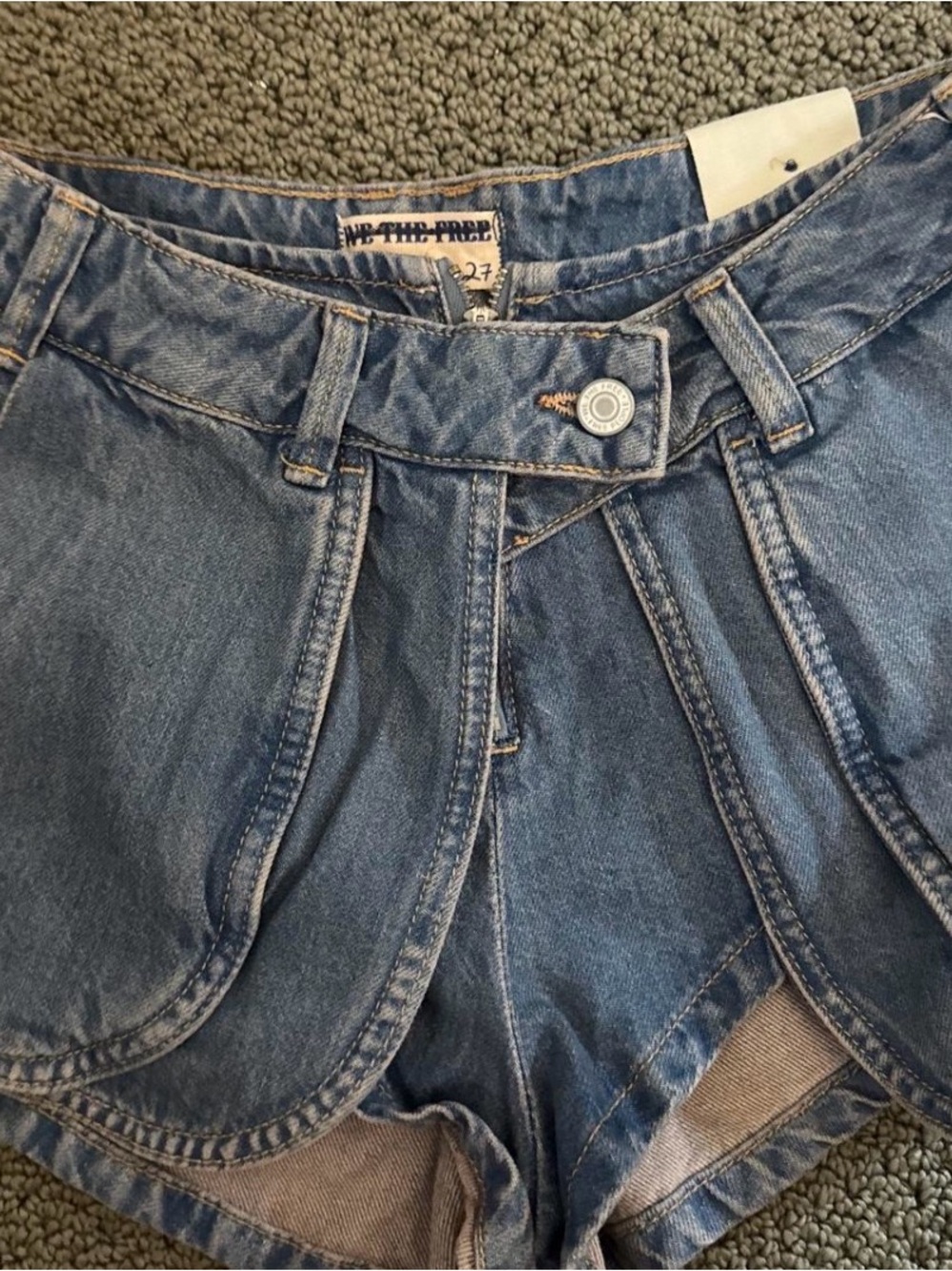 We The Free Distressed Blue Denim Shorts
